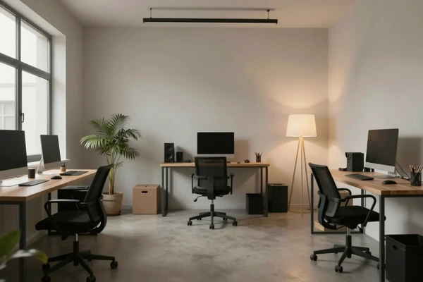 AI-generated modern creative studio interior with soft lighting